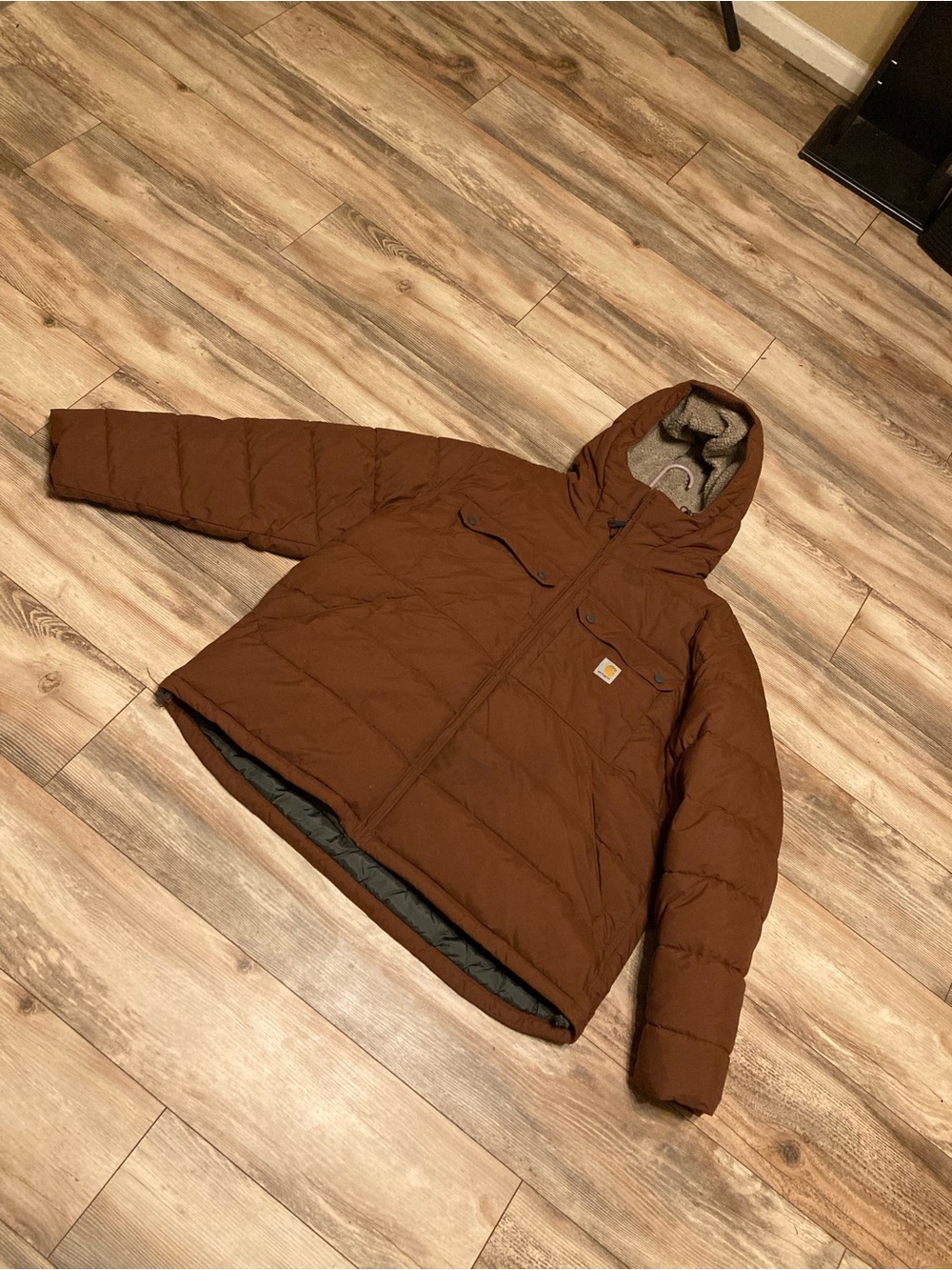 Carhartt Brown Hooded Quilted Puffer Jacket